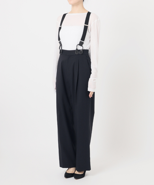 アクレントACLENTサスペンダー付きストレートパンツ黒S取り外し可能 取り外し可能サスペンダー付き6POCKET ARRANGE PANTS | NIER