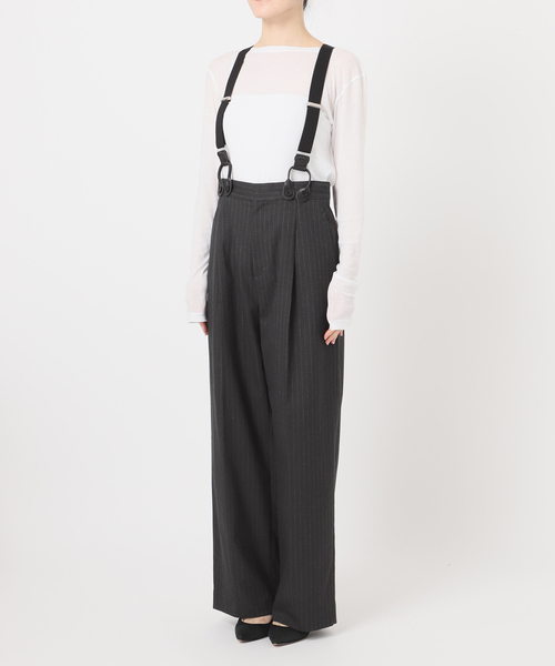 サスペンダー付きワイドストレートパンツ（その他パンツ