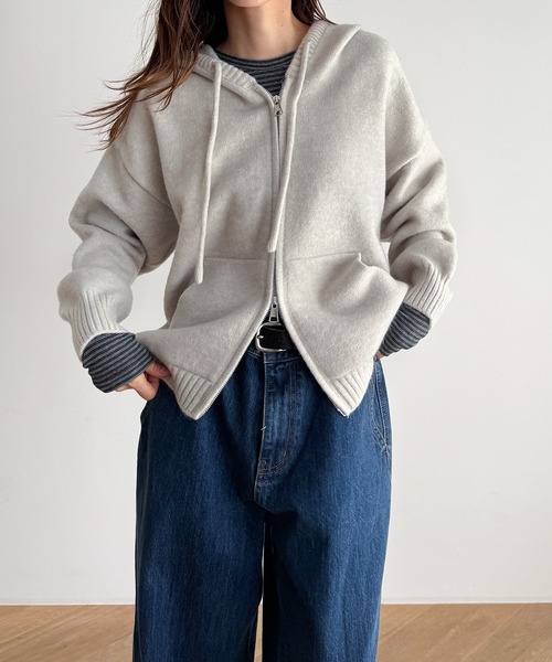 セール】El mar ソフトニットZIPパーカー（ニット/セーター