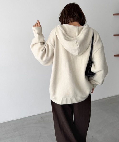 CANAL JEAN(キャナルジーン)の「El mar ソフトニットZIPパーカー(ニット/セーター・レディース・アイボリー/ヘザーグレー/チャコールグレー・ONE SIZE)」の8枚目の写真