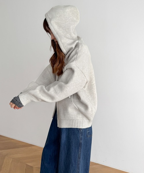 CANAL JEAN(キャナルジーン)の「El mar ソフトニットZIPパーカー(ニット/セーター・レディース・アイボリー/ヘザーグレー/チャコールグレー・ONE SIZE)」の10枚目の写真