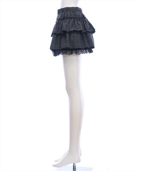clear（クリア）の「裾レースフリルティアードミニスカート[推し活 ガーリー]（スカート・レディース・ブラック/ホワイト・M/S）」の7枚目の写真
