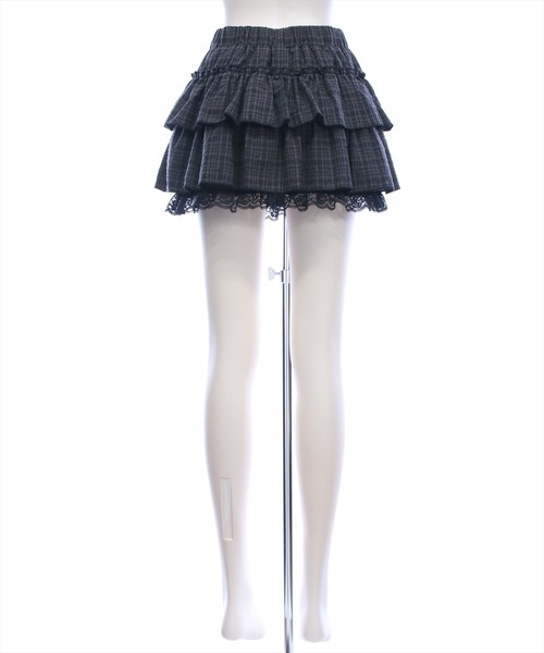 clear（クリア）の「裾レースフリルティアードミニスカート[推し活 ガーリー]（スカート・レディース・ブラック/ホワイト・M/S）」の9枚目の写真