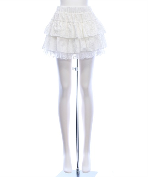 clear（クリア）の「裾レースフリルティアードミニスカート[推し活 ガーリー]（スカート・レディース・ブラック/ホワイト・M/S）」の16枚目の写真