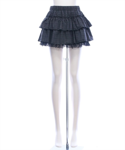 clear（クリア）の「裾レースフリルティアードミニスカート[推し活 ガーリー]（スカート・レディース・ブラック/ホワイト・M/S）」の17枚目の写真