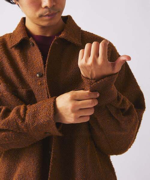 JOURNAL STANDARD relume(ジャーナルスタンダード レリューム)の「ビッグ ヘリンボン CPO シャツ ジャケット(シャツ/ブラウス・メンズ・マスタード/オレンジ/ブラック・LARGE/MEDIUM)」の2枚目の写真