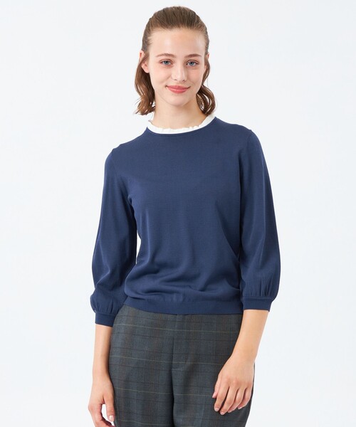 MACKINTOSH PHILOSOPHY(マッキントッシュ フィロソフィー)の「フリルカラーパフスリーブニット(ニット/セーター・レディース・ブラック/レッド/ダークネイビー・38)」の3枚目の写真