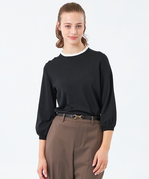 MACKINTOSH PHILOSOPHY(マッキントッシュ フィロソフィー)の「フリルカラーパフスリーブニット(ニット/セーター・レディース・ブラック/レッド/ダークネイビー・38)」の2枚目の写真
