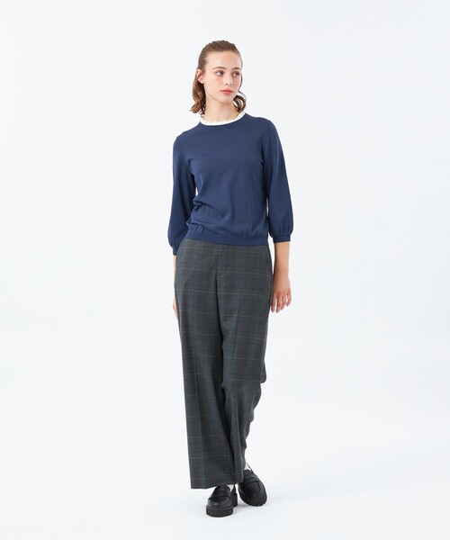 MACKINTOSH PHILOSOPHY(マッキントッシュ フィロソフィー)の「フリルカラーパフスリーブニット(ニット/セーター・レディース・ブラック/レッド/ダークネイビー・38)」の4枚目の写真