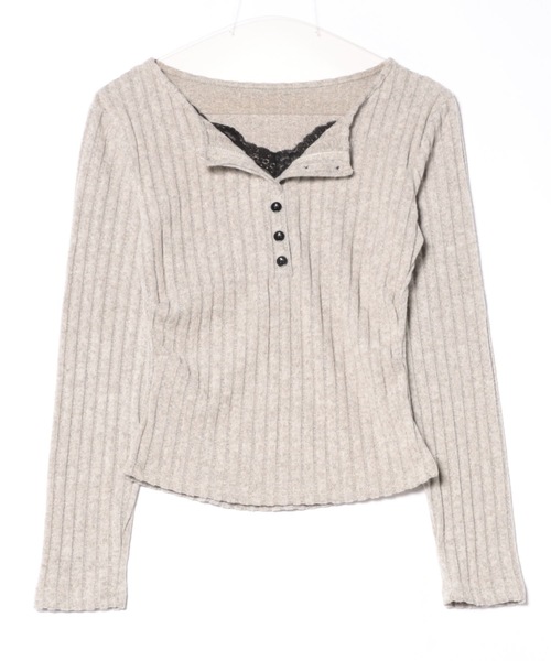 AsRiRe（アスリレイ）の「レース付きタイトニットトップス（ニット/セーター・レディース・ホワイト/オートミール/ダークグレー/ブラック・M）」の13枚目の写真