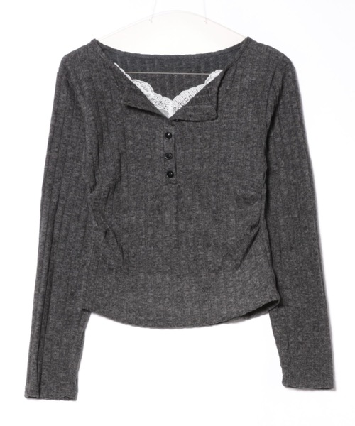 AsRiRe（アスリレイ）の「レース付きタイトニットトップス（ニット/セーター・レディース・ホワイト/オートミール/ダークグレー/ブラック・M）」の14枚目の写真