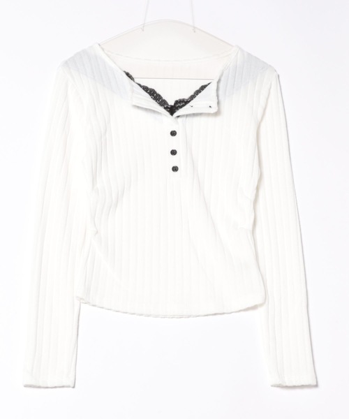 AsRiRe（アスリレイ）の「レース付きタイトニットトップス（ニット/セーター・レディース・ホワイト/オートミール/ダークグレー/ブラック・M）」の16枚目の写真