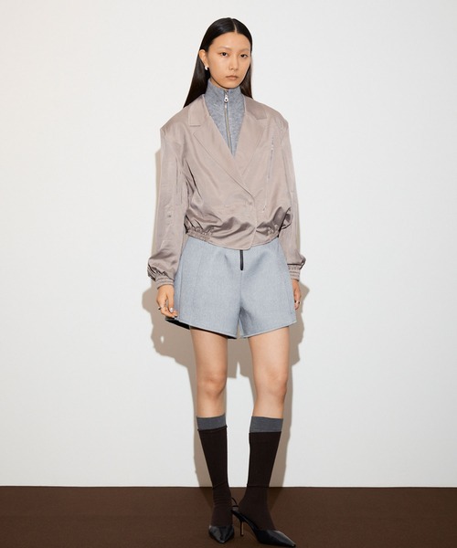 THINGS THAT MATTER(シングス ザット マター)の「DOUBLE KNIT SHORT PANTS / ダブルニットショートパンツ(その他パンツ・レディース・グレー/ブラック・1/2)」の1枚目の写真