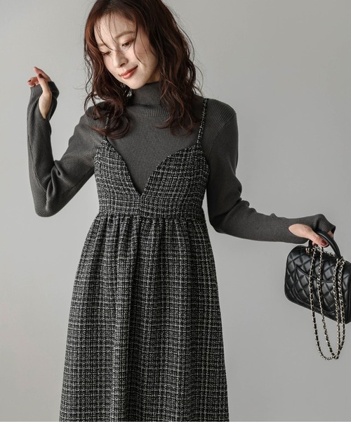 AMELY(エミリー)の「ツイード調キャミワンピース(ワンピース・レディース・ホワイト/ブラック・M/L)」の13枚目の写真