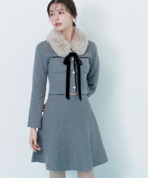 JILL by JILL STUART(ジルバイジルスチュアート)の「◇ファーティッペットニットセットアップ(ワンピース・レディース・ホワイト/ブルー/グレー・FREE)」の8枚目の写真