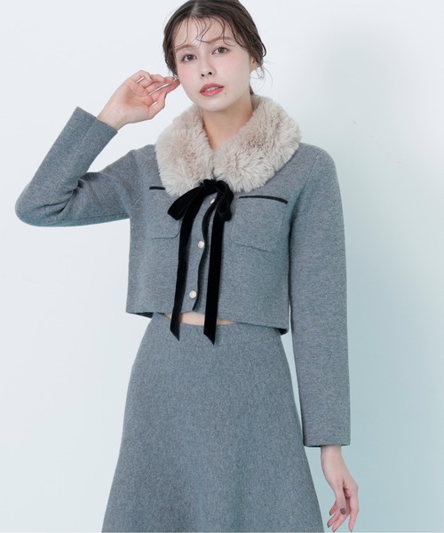 JILL by JILL STUART(ジルバイジルスチュアート)の「◇ファーティッペットニットセットアップ(ワンピース・レディース・ホワイト/ブルー/グレー・FREE)」の7枚目の写真