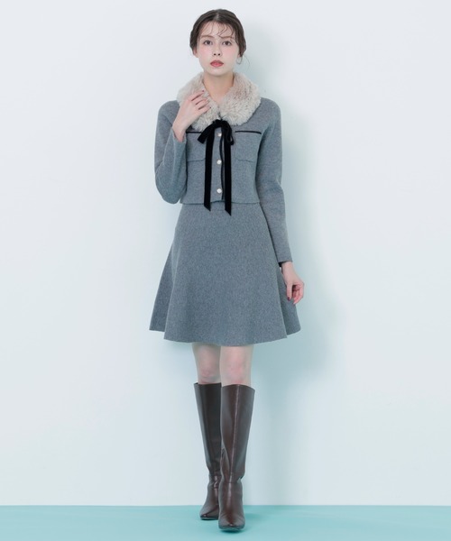 JILL by JILL STUART(ジルバイジルスチュアート)の「◇ファーティッペットニットセットアップ(ワンピース・レディース・ホワイト/ブルー/グレー・FREE)」の11枚目の写真