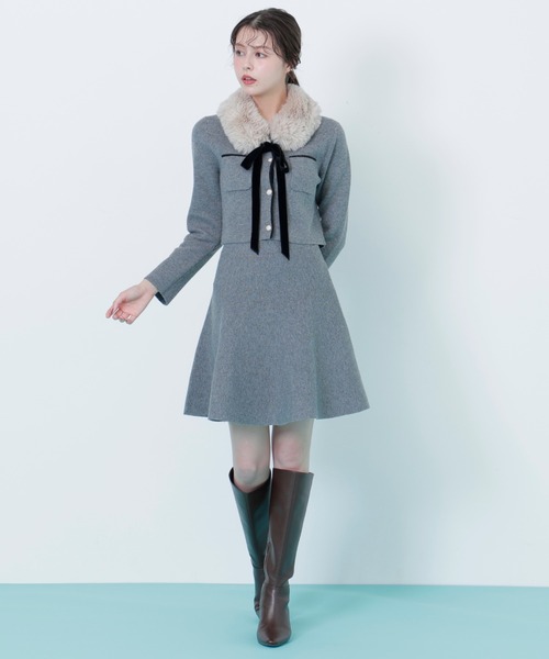 JILL by JILL STUART(ジルバイジルスチュアート)の「◇ファーティッペットニットセットアップ(ワンピース・レディース・ホワイト/ブルー/グレー・FREE)」の10枚目の写真