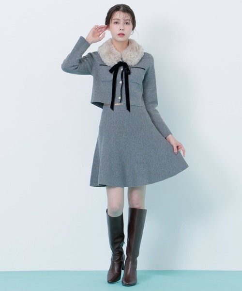 JILL by JILL STUART(ジルバイジルスチュアート)の「◇ファーティッペットニットセットアップ(ワンピース・レディース・ホワイト/ブルー/グレー・FREE)」の12枚目の写真