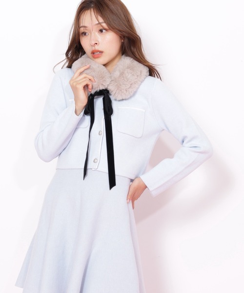 JILL by JILL STUART(ジルバイジルスチュアート)の「◇ファーティッペットニットセットアップ(ワンピース・レディース・ホワイト/ブルー/グレー・FREE)」の19枚目の写真