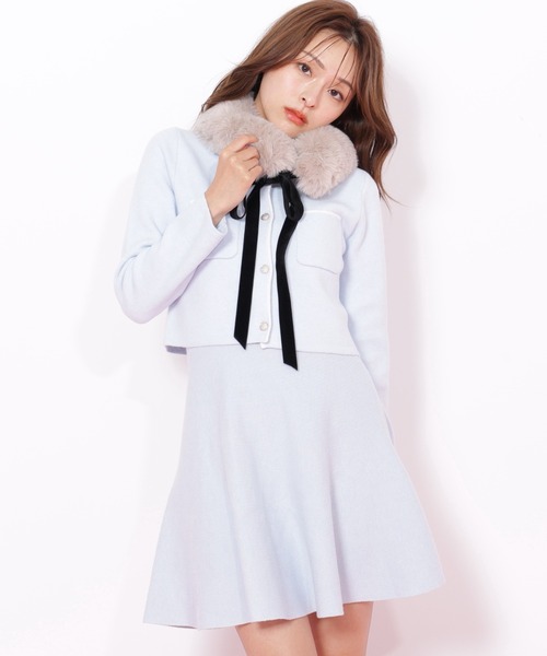 JILL by JILL STUART(ジルバイジルスチュアート)の「◇ファーティッペットニットセットアップ(ワンピース・レディース・ホワイト/ブルー/グレー・FREE)」の17枚目の写真