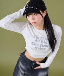 DISPARK/【25年秋冬新作】サイドギャザーレターロゴロンT