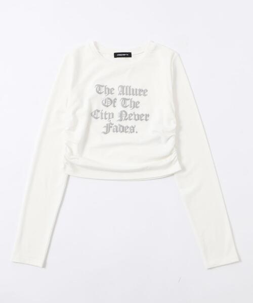 dispark（ディスパーク）の「DISPARK/【25年秋冬新作】サイドギャザーレターロゴロンT（Tシャツ/カットソー・レディース・ブラック/ホワイト・FREE）」の12枚目の写真