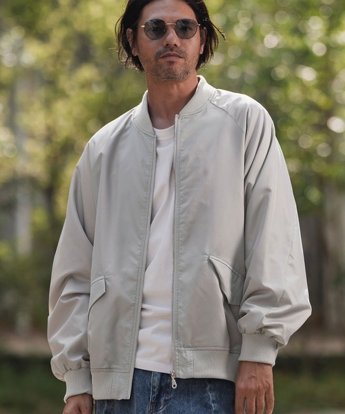 mj11136-ナイロンラグランスリーブボンバーブルゾン（ミリタリー