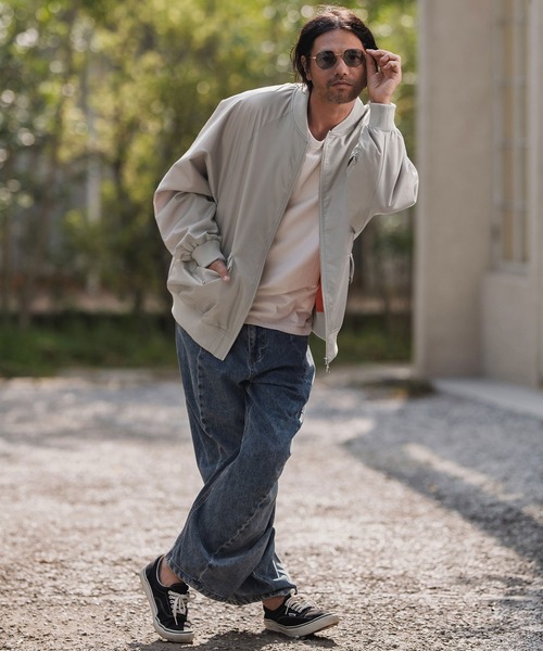 mj11136-ナイロンラグランスリーブボンバーブルゾン（ミリタリー