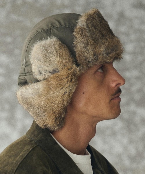 mko13192- Rabbit Fur Flight Cap フライトキャップ(TRM25-G007A