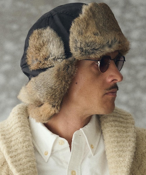 mko13192- Rabbit Fur Flight Cap フライトキャップ(TRM25-G007A