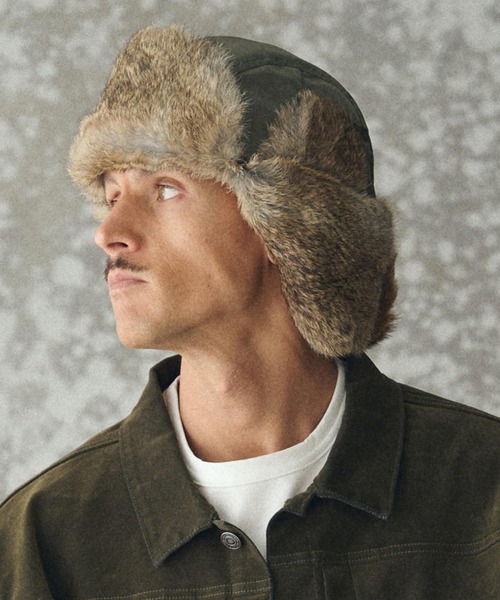 mko13192- Rabbit Fur Flight Cap フライトキャップ(TRM25-G007A