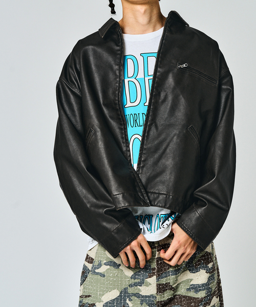 JOINT WORKS(ジョイントワークス)の「フェードレザー ワークカバーオール / Faded Faux Leather Work Coverall(ブルゾン・メンズ・ブラウン/ブラック・LARGE/MEDIUM)」の19枚目の写真