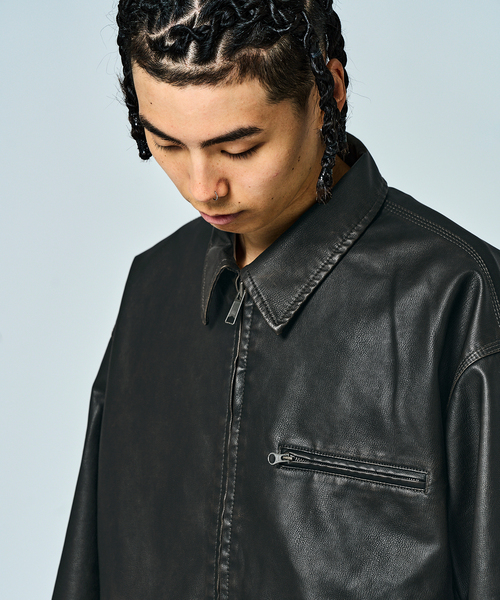 JOINT WORKS(ジョイントワークス)の「フェードレザー ワークカバーオール / Faded Faux Leather Work Coverall(ブルゾン・メンズ・ブラウン/ブラック・LARGE/MEDIUM)」の22枚目の写真