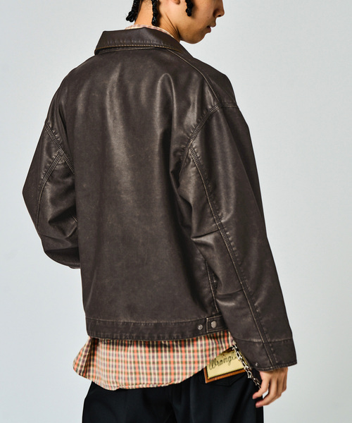 JOINT WORKS(ジョイントワークス)の「フェードレザー ワークカバーオール / Faded Faux Leather Work Coverall(ブルゾン・メンズ・ブラウン/ブラック・LARGE/MEDIUM)」の7枚目の写真