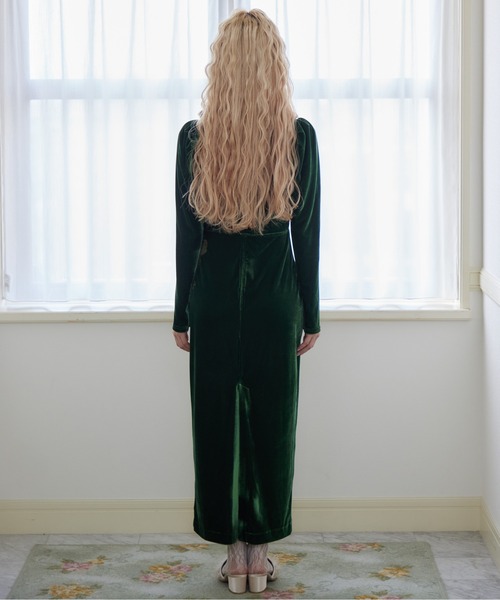 etre loin(エトルワン)の「Ribbon embroidered velour dress & tippet(ドレス・レディース・ブラック/グリーン/ピンク・M)」の20枚目の写真