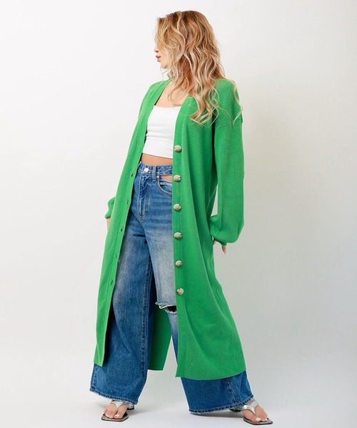 PINKY SHAKE(ピンキーシェイク)の「feel long cardigan(カーディガン/ボレロ・レディース・ホワイト/グリーン/ベージュ・FREE)」の18枚目の写真