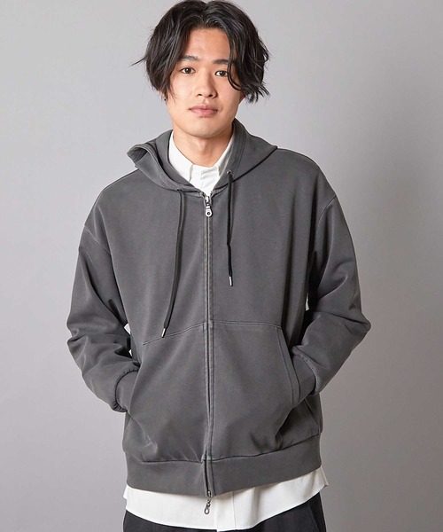 UNION STATION（ユニオンステーション）の「フェードポンチジップ ショート丈 ジップパーカー（パーカー・メンズ・ブラック/グレー・M/L）」の2枚目の写真