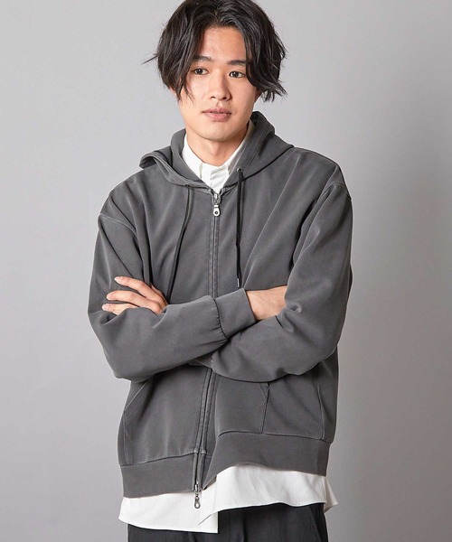 UNION STATION（ユニオンステーション）の「フェードポンチジップ ショート丈 ジップパーカー（パーカー・メンズ・ブラック/グレー・M/L）」の10枚目の写真
