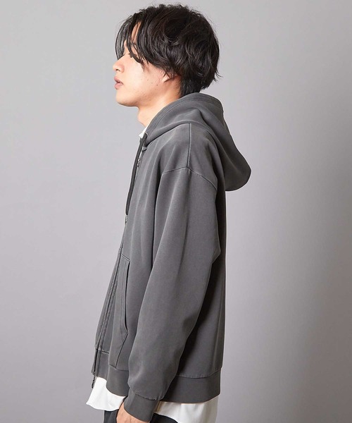 UNION STATION（ユニオンステーション）の「フェードポンチジップ ショート丈 ジップパーカー（パーカー・メンズ・ブラック/グレー・M/L）」の5枚目の写真