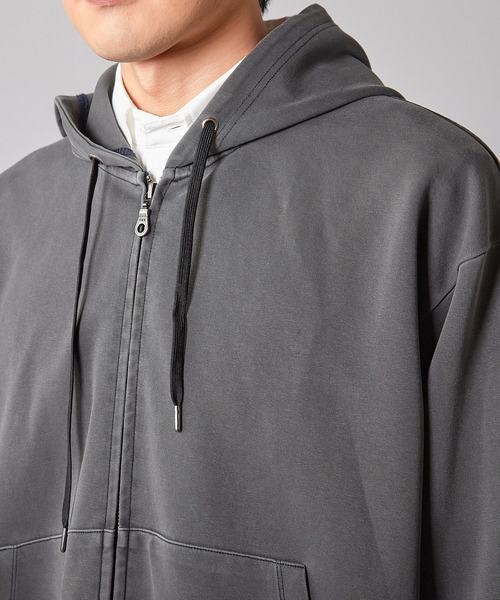 UNION STATION（ユニオンステーション）の「フェードポンチジップ ショート丈 ジップパーカー（パーカー・メンズ・ブラック/グレー・M/L）」の4枚目の写真