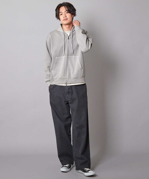 UNION STATION（ユニオンステーション）の「フェードポンチジップ ショート丈 ジップパーカー（パーカー・メンズ・ブラック/グレー・M/L）」の6枚目の写真