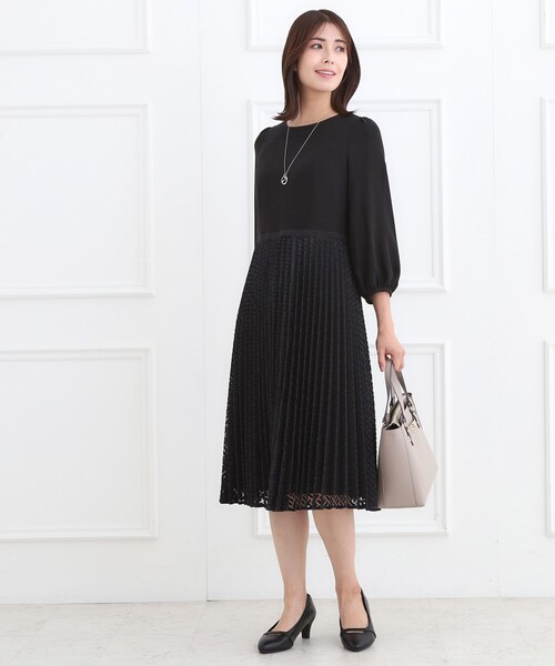 Reflect(リフレクト)の「【SS-4Lサイズ】シフォン×幾何柄レースプリーツワンピース(ワンピース・レディース・ネイビー/ブルー系その他/ブラック・13/11/09/07/05/17/15 )」の21枚目の写真