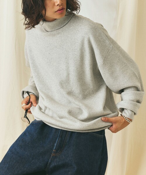 FREAK'S STORE(フリークスストア)の「限定展開 Relax Fit リラックスフィット スウェットライク タートルネックニット(ニット/セーター・メンズ・ネイビー/チャコールグレー/ブラック/ブラウン/グレー・LARGE/MEDIUM)」の6枚目の写真