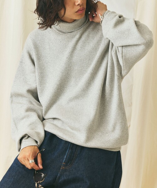 FREAK'S STORE(フリークスストア)の「限定展開 Relax Fit リラックスフィット スウェットライク タートルネックニット(ニット/セーター・メンズ・ネイビー/チャコールグレー/ブラック/ブラウン/グレー・LARGE/MEDIUM)」の7枚目の写真