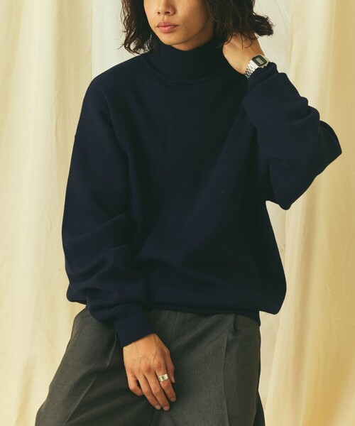 FREAK'S STORE(フリークスストア)の「限定展開 Relax Fit リラックスフィット スウェットライク タートルネックニット(ニット/セーター・メンズ・ネイビー/チャコールグレー/ブラック/ブラウン/グレー・LARGE/MEDIUM)」の22枚目の写真