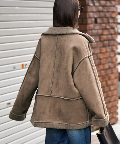 セール】限定展開 ムートン スタンド カラーコート（ムートンコート