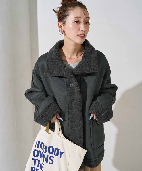 セール】限定展開 ムートン スタンド カラーコート（ムートンコート