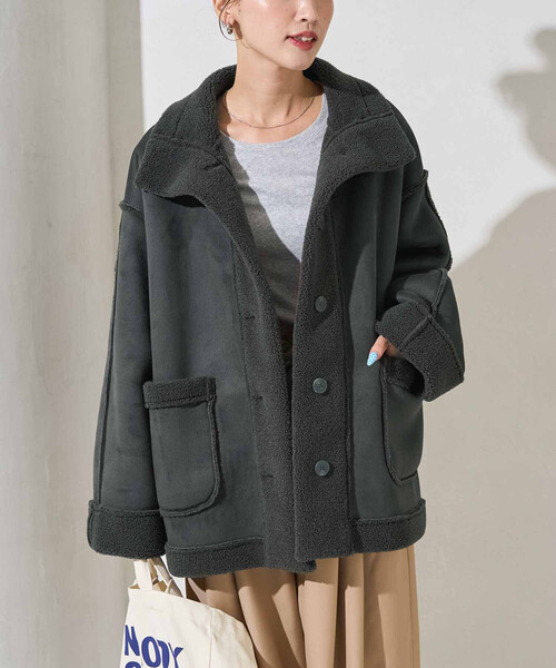 限定展開 ムートン スタンド カラーコート（ムートンコート）｜FREAK'S