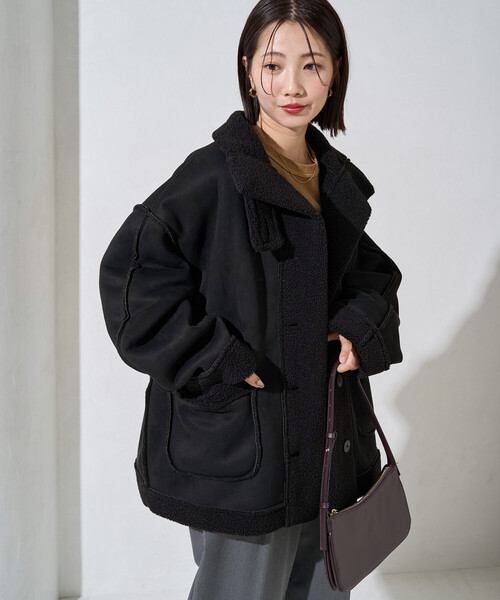 限定展開 ムートン スタンド カラーコート（ムートンコート